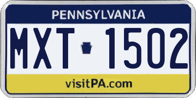 PA license plate MXT1502