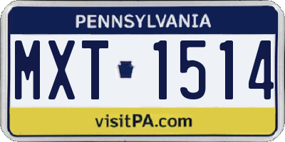 PA license plate MXT1514