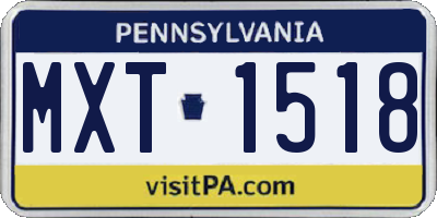 PA license plate MXT1518