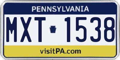 PA license plate MXT1538