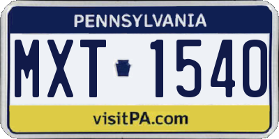 PA license plate MXT1540