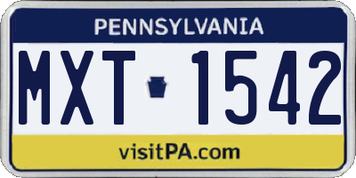 PA license plate MXT1542
