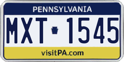 PA license plate MXT1545