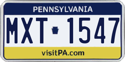 PA license plate MXT1547