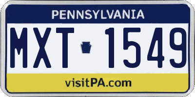 PA license plate MXT1549
