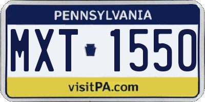 PA license plate MXT1550