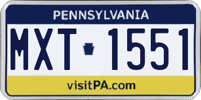 PA license plate MXT1551