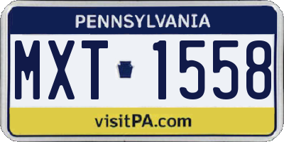 PA license plate MXT1558