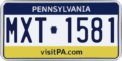 PA license plate MXT1581