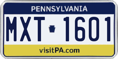 PA license plate MXT1601