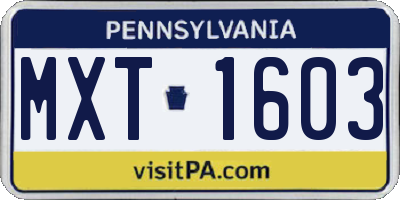 PA license plate MXT1603