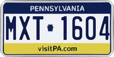 PA license plate MXT1604