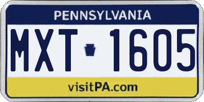 PA license plate MXT1605