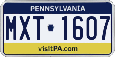 PA license plate MXT1607