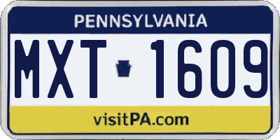 PA license plate MXT1609