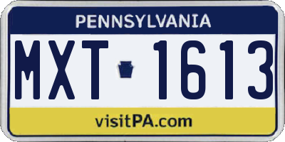 PA license plate MXT1613