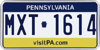 PA license plate MXT1614