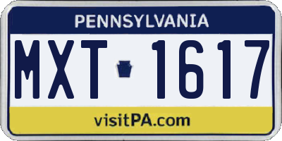 PA license plate MXT1617