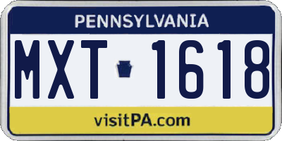 PA license plate MXT1618