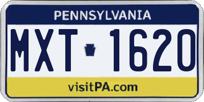 PA license plate MXT1620