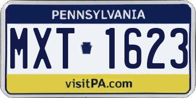 PA license plate MXT1623