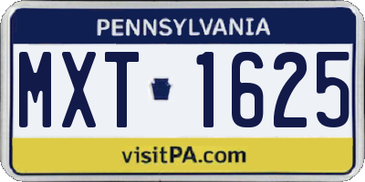 PA license plate MXT1625