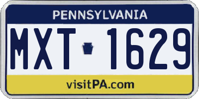 PA license plate MXT1629