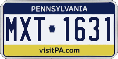 PA license plate MXT1631