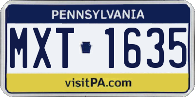 PA license plate MXT1635