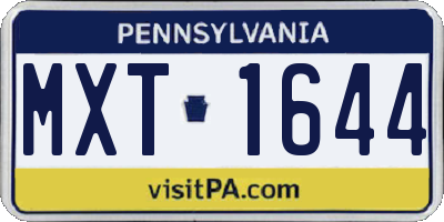 PA license plate MXT1644