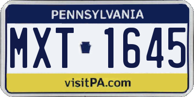 PA license plate MXT1645