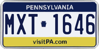 PA license plate MXT1646