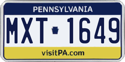 PA license plate MXT1649