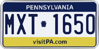 PA license plate MXT1650
