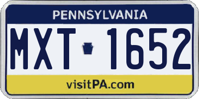PA license plate MXT1652