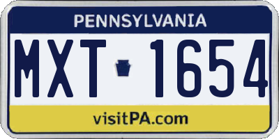 PA license plate MXT1654