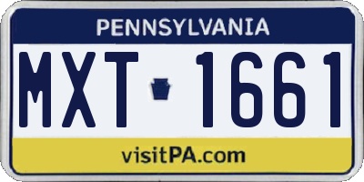 PA license plate MXT1661