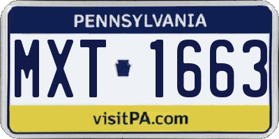 PA license plate MXT1663