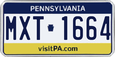 PA license plate MXT1664