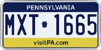PA license plate MXT1665