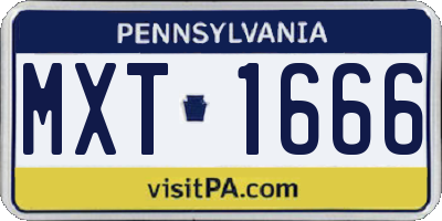 PA license plate MXT1666