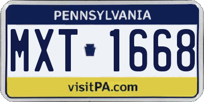 PA license plate MXT1668
