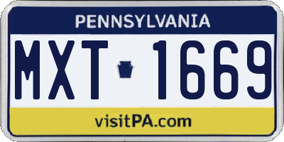 PA license plate MXT1669