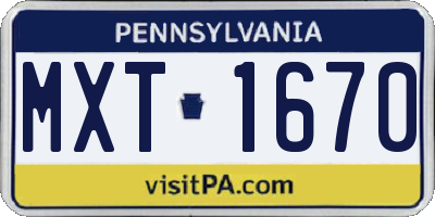 PA license plate MXT1670