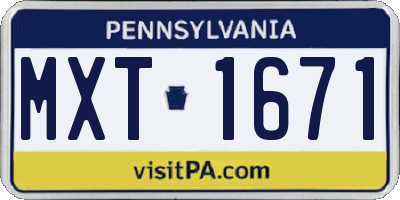 PA license plate MXT1671
