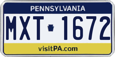 PA license plate MXT1672