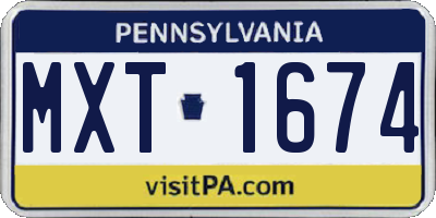 PA license plate MXT1674