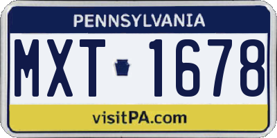 PA license plate MXT1678