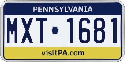 PA license plate MXT1681