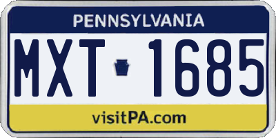 PA license plate MXT1685